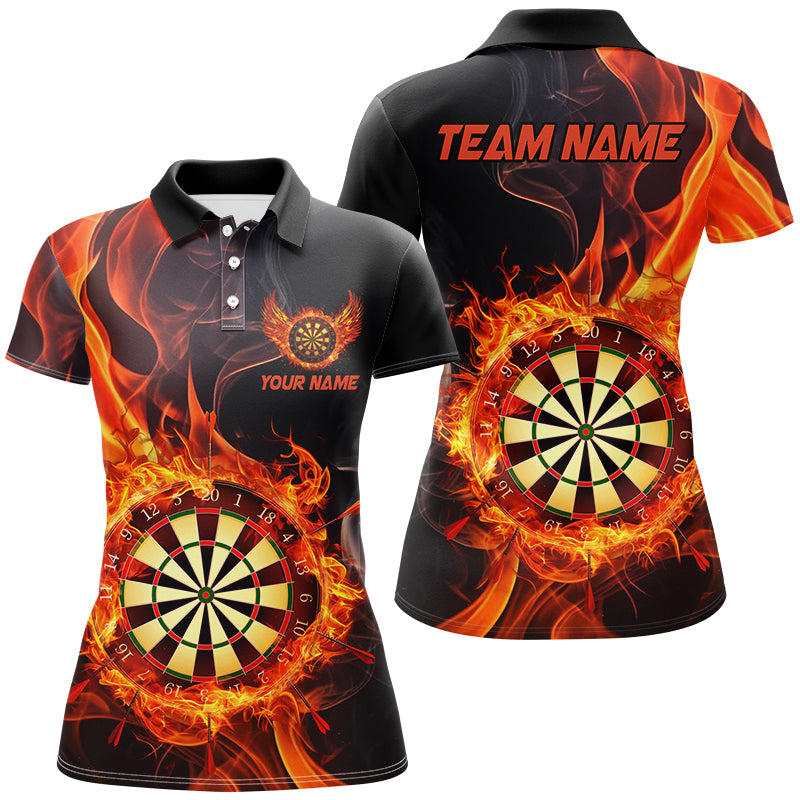 Personalized 3D Dart Board In Fire Burned Women Black Darts Shirts Custom Flame Darts Team Jerseys TDM2835