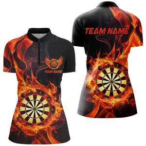 Personalized 3D Dart Board In Fire Burned Women Black Darts Shirts Custom Flame Darts Team Jerseys TDM2835