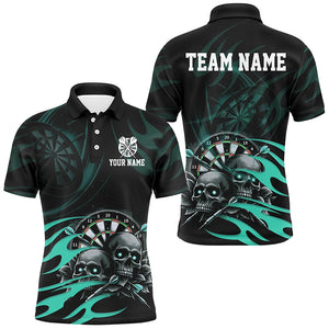 Funny Skull Turquoise Swirl Pattern Dart Shirts For Men Custom Dart Jerseys Dart Team Shirts TDM2836