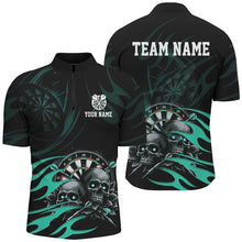 Load image into Gallery viewer, Funny Skull Turquoise Swirl Pattern Dart Shirts For Men Custom Dart Jerseys Dart Team Shirts TDM2836