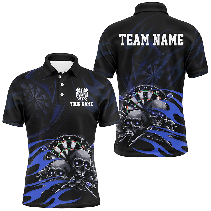 Funny Skull Blue Swirl Pattern Dart Shirts For Men Custom Dart Jerseys Dart Team Shirts Uniform TDM2837