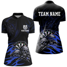 Load image into Gallery viewer, Funny Skull Blue Swirl Pattern Dart Shirts For Women Custom Dart Jerseys Dart Team Shirts Uniform TDM2837