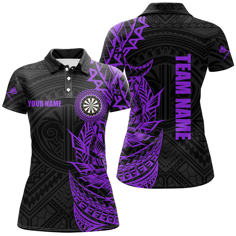 Personalized Purple Tribal Darts Polo & Quarter Zip Custom Dart Shirts For Women Dart Jerseys TDM3061