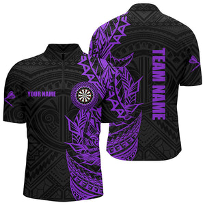 Personalized Purple Tribal Darts Polo & Quarter Zip Custom Dart Shirts For Men Dart Jerseys TDM3061