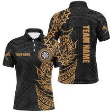 Load image into Gallery viewer, Personalized Gold Tribal Darts Polo &amp; Quarter Zip Custom Dart Shirts For Men Dart Jerseys TDM3062