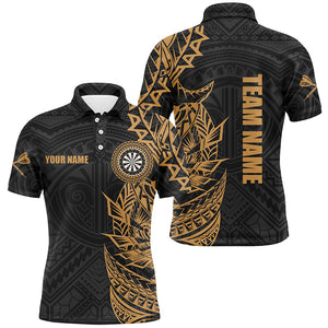 Personalized Gold Tribal Darts Polo & Quarter Zip Custom Dart Shirts For Men Dart Jerseys TDM3062