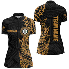 Load image into Gallery viewer, Personalized Gold Tribal Darts Polo &amp; Quarter Zip Custom Dart Shirts For Women Dart Jerseys TDM3062