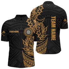 Load image into Gallery viewer, Personalized Gold Tribal Darts Polo &amp; Quarter Zip Custom Dart Shirts For Men Dart Jerseys TDM3062