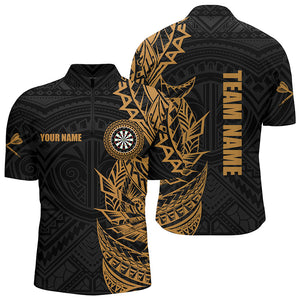 Personalized Gold Tribal Darts Polo & Quarter Zip Custom Dart Shirts For Men Dart Jerseys TDM3062