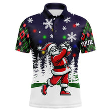 Load image into Gallery viewer, Funny Santa Christmas Light Argyle Pattern Men Golf Polo Shirts Custom Golfing Gifts For Christmas TDM3065