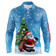 Load image into Gallery viewer, Funny 3D Santa Christmas Pine Tree Blue Men Golf Polo Shirts Custom Golf Christmas Gifts For Golfer TDM3066