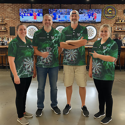 Custom Lightning Green Darts Shirt With Pocket Option For Women, Darts Jersey TDM5553
