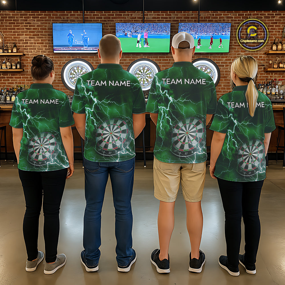 Custom Lightning Green Darts Shirt With Pocket Option For Women, Darts Jersey TDM5553