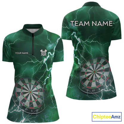 Custom Lightning Green Darts Shirt With Pocket Option For Women, Darts Jersey TDM5553