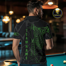 Load image into Gallery viewer, Black And Green Funny Skeleton Billiard Polo &amp; 1/4 Zip For Men Custom Billiard Pool Team Jersey TDM5797