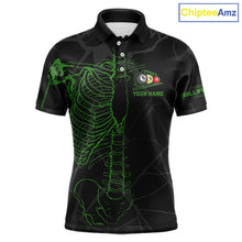 Load image into Gallery viewer, Black And Green Funny Skeleton Billiard Polo &amp; 1/4 Zip For Men Custom Billiard Pool Team Jersey TDM5797