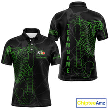 Load image into Gallery viewer, Black And Green Funny Skeleton Billiard Polo &amp; 1/4 Zip For Men Custom Billiard Pool Team Jersey TDM5797