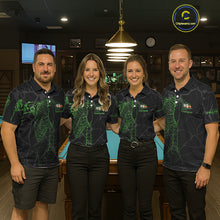 Load image into Gallery viewer, Black And Green Funny Skeleton Billiard Polo &amp; 1/4 Zip For Men Custom Billiard Pool Team Jersey TDM5797
