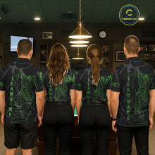 Load image into Gallery viewer, Black And Green Funny Skeleton Billiard Polo &amp; 1/4 Zip For Men Custom Billiard Pool Team Jersey TDM5797