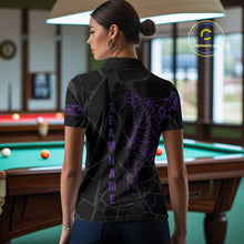 Load image into Gallery viewer, Black And Purple Funny Skeleton Billiard Polo &amp; 1/4 Zip For Women Custom Billiard Pool Team Jersey TDM5798