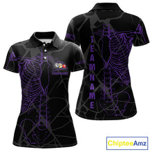 Load image into Gallery viewer, Black And Purple Funny Skeleton Billiard Polo &amp; 1/4 Zip For Women Custom Billiard Pool Team Jersey TDM5798