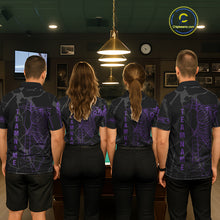 Load image into Gallery viewer, Black And Purple Funny Skeleton Billiard Polo &amp; 1/4 Zip For Women Custom Billiard Pool Team Jersey TDM5798