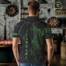Load image into Gallery viewer, Black And Green Funny Skeleton Darts Polo &amp; 1/4 Zip Custom Darts Shirt For Men Darts Team Jersey TDM5799
