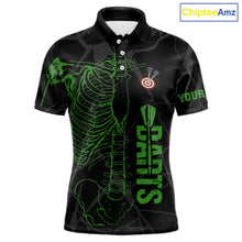 Load image into Gallery viewer, Black And Green Funny Skeleton Darts Polo &amp; 1/4 Zip Custom Darts Shirt For Men Darts Team Jersey TDM5799