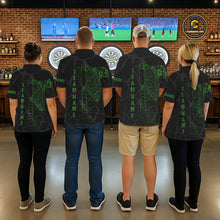 Load image into Gallery viewer, Black And Green Funny Skeleton Darts Polo &amp; 1/4 Zip Custom Darts Shirt For Men Darts Team Jersey TDM5799