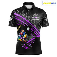 Load image into Gallery viewer, Personalized Billiard Shirts For Men Custom 8 Ball Pool Team Jersey Polo &amp; 1/4 Zip | Purple TDM6173