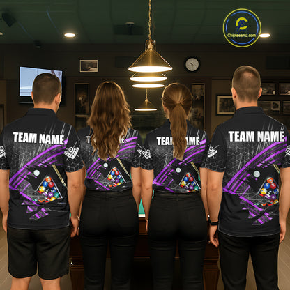 Personalized Billiard Shirts For Women Custom 8 Ball Pool Team Jersey Polo & 1/4 Zip | Purple TDM6173