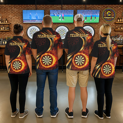 Personalized Fire Flame Darts Shirt For Men Custom Golden Darts Team Jersey Polo & 1/4 Zip TDM6174
