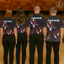 Load image into Gallery viewer, Black And Red Custom Butterfly Bowling Shirt For Men, Bowling Team Jersey Polo &amp; Quarter Zip Shirt TDM6179