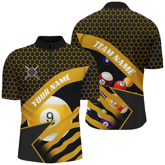 Yellow Black Billiard Jerseys For Men Custom 3D Printed 9 Ball Pool Team League Billiard Shirts TDM1901