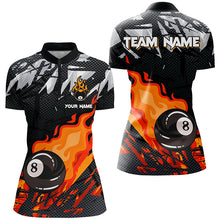 Load image into Gallery viewer, Red 8 Ball Fire Flame Grunge Pattern Custom Billiard Shirts For Women, 8 Ball Pool Jersey Team Outfit TDM2343