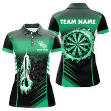 Load image into Gallery viewer, Personalized Darts Fire Arrow Women Dart Polo Shirts Custom Flame Dart Shirt Darts Jersey | Green TDM2591