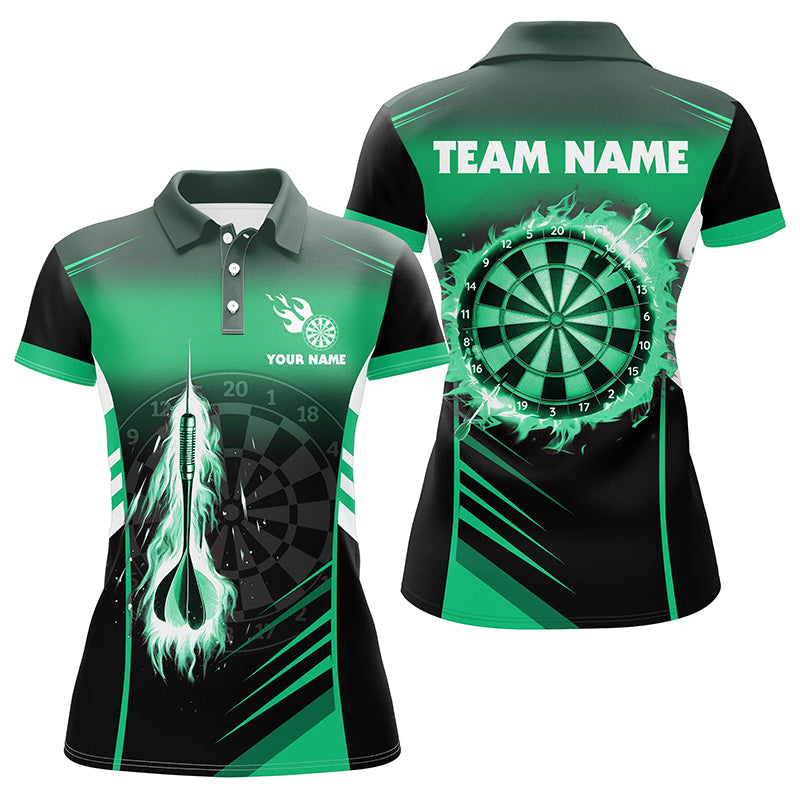 Personalized Darts Fire Arrow Women Dart Polo Shirts Custom Flame Dart Shirt Darts Jersey | Green TDM2591