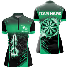 Load image into Gallery viewer, Personalized Darts Fire Arrow Women Dart Polo Shirts Custom Flame Dart Shirt Darts Jersey | Green TDM2591