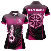 Load image into Gallery viewer, Personalized Darts Fire Arrow Women Dart Polo Shirts Custom Flame Dart Shirt Darts Jersey | Pink TDM2592