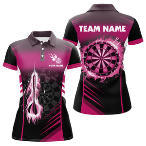 Personalized Darts Fire Arrow Women Dart Polo Shirts Custom Flame Dart Shirt Darts Jersey | Pink TDM2592