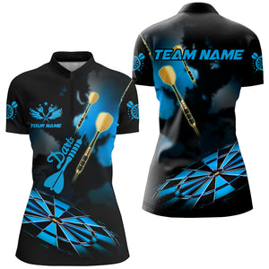 Blue Dart Board Hazy Smoke Custom 3D Dart Shirts For Women, Darts League Team Shirt Dart Jerseys TDM2842