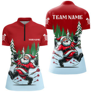 Christmas Dart Shirts For Women Custom 3D Funny Santa Print Darts Shirts Short Sleeve Dart Jerseys TDM2845