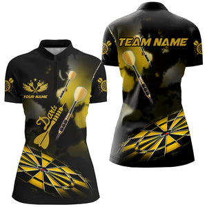 Yellow Dart Board Hazy Smoke Custom 3D Dart Shirts For Women, Darts League Team Shirt Dart Jerseys TDM3069