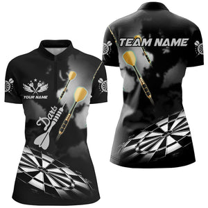 Black White Dart Board Hazy Smoke Custom 3D Dart Shirts For Women Darts League Team Shirt Dart Jersey TDM3070