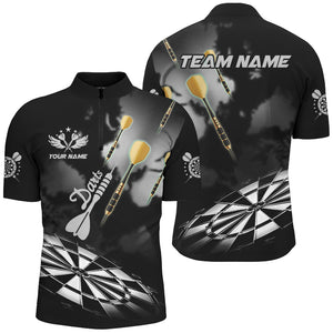 Black White Dart Board Hazy Smoke Custom 3D Dart Shirts For Men Darts League Team Shirt Dart Jersey TDM3070