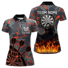 Load image into Gallery viewer, Personalized Death Skeleton Fire Camo Dart Shirts For Women Custom Camouflage Darts League Jerseys TDM3072