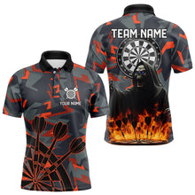 Load image into Gallery viewer, Personalized Death Skeleton Fire Camo Dart Shirts For Men Custom Camouflage Darts League Jerseys TDM3072