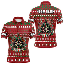 Load image into Gallery viewer, Red Christmas Pattern Custom Dart Shirts For Men, Funny Darts Christmas Gifts Xmas Dart Jerseys TDM3078