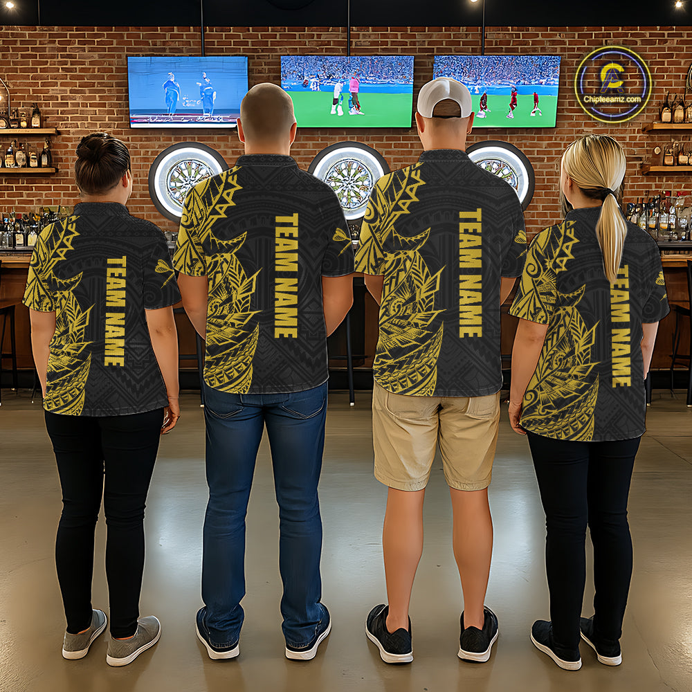 Personalized Yellow Tribal Darts Polo & Quarter Zip Custom Dart Shirts For Women Dart Jerseys TDM5568
