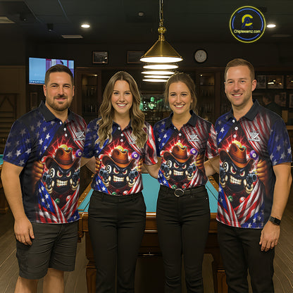 Glowing American Flag Funny 8 Ball Billiard Shirt For Men Custom Patriotic Pool Team Jersey TDM5570